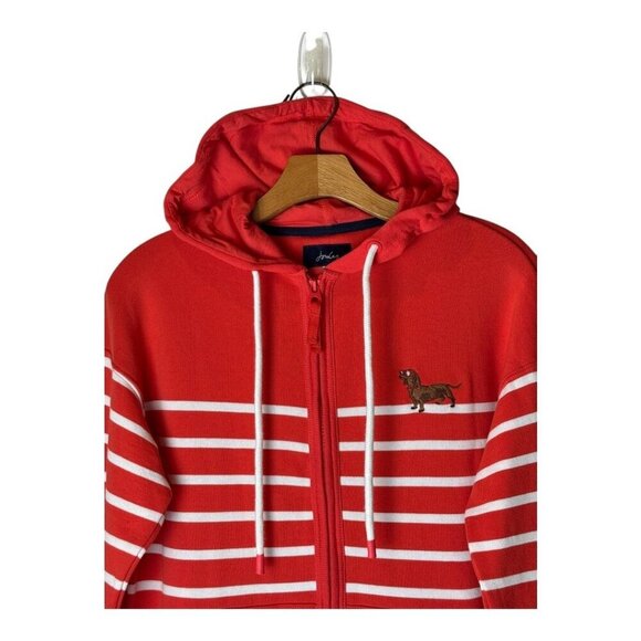 Joules Jacket Women 2 Red White Striped Oakham Full Zip Hoodie Sweatshirt Preppy - Picture 4 of 11